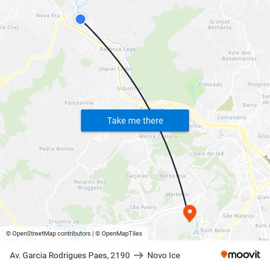 Av. Garcia Rodrigues Paes, 2190 to Novo Ice map