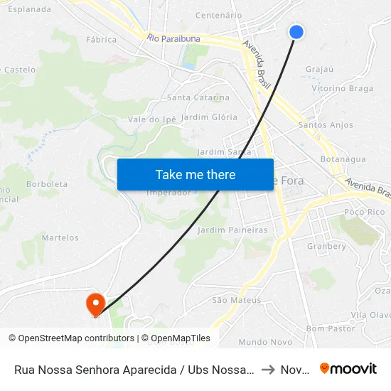 Rua Nossa Senhora Aparecida / Ubs Nossa Senhora Aparecida to Novo Ice map