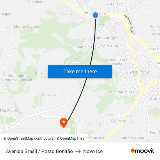 Avenida Brasil / Posto Bonitão to Novo Ice map