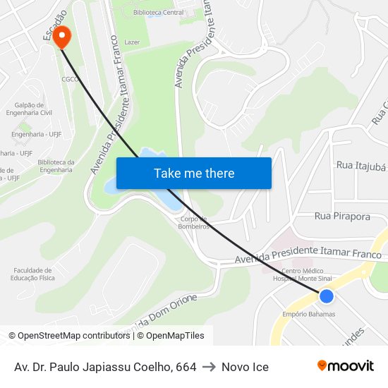 Av. Dr. Paulo Japiassu Coelho, 664 to Novo Ice map