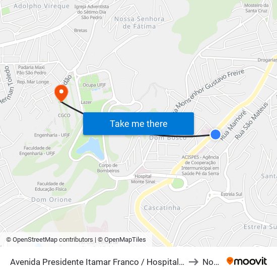 Avenida Presidente Itamar Franco / Hospital Maternidade Terezinha De Jesus to Novo Ice map