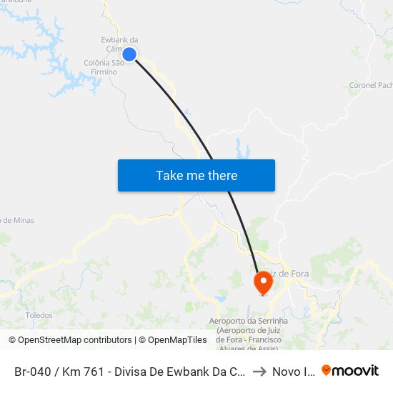 Br-040 / Km 761 - Divisa De Ewbank Da Câmara to Novo Ice map