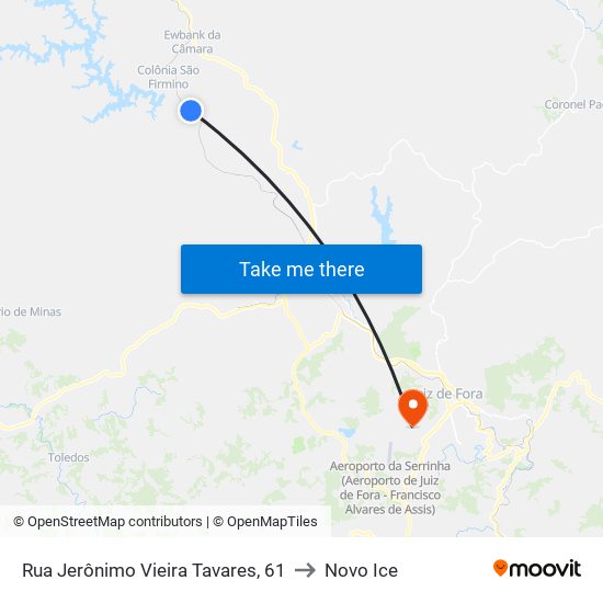 Rua Jerônimo Vieira Tavares, 61 to Novo Ice map