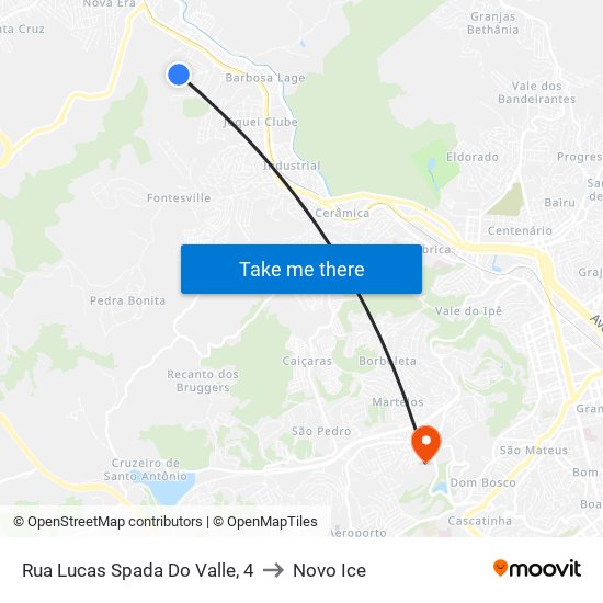 Rua Lucas Spada Do Valle, 4 to Novo Ice map