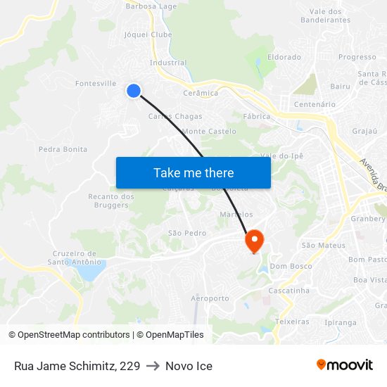 Rua Jame Schimitz, 229 to Novo Ice map