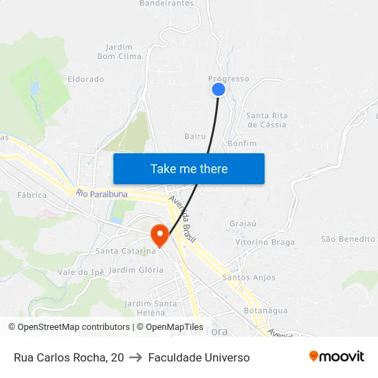 Rua Carlos Rocha, 20 to Faculdade Universo map