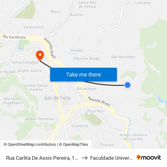 Rua Carlita De Assis Pereira, 125 to Faculdade Universo map