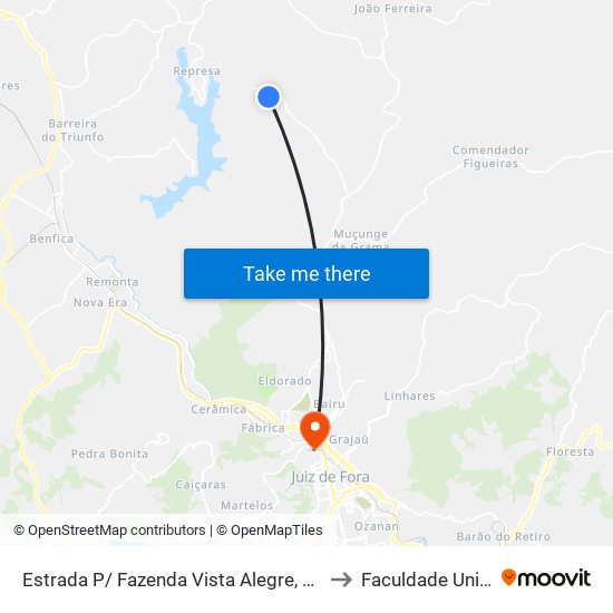 Estrada P/ Fazenda Vista Alegre, 2190-2728 to Faculdade Universo map