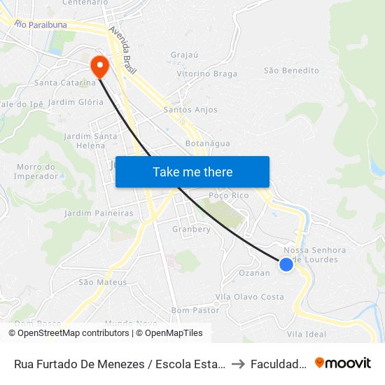 Rua Furtado De Menezes / Escola Estadual Teodorico Ribeiro De Assis to Faculdade Universo map