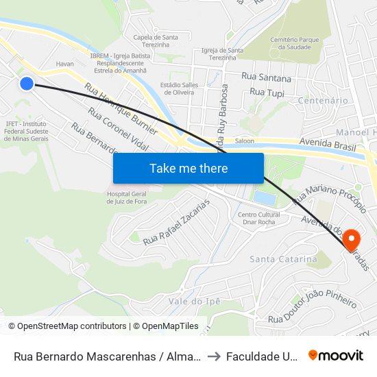 Rua Bernardo Mascarenhas / Almaviva Do Brasil to Faculdade Universo map