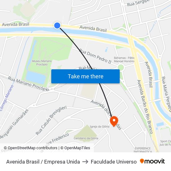 Avenida Brasil / Empresa Unida to Faculdade Universo map