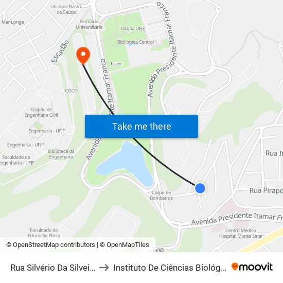 Rua Silvério Da Silveira, 175 to Instituto De Ciências Biológicas - Icb map