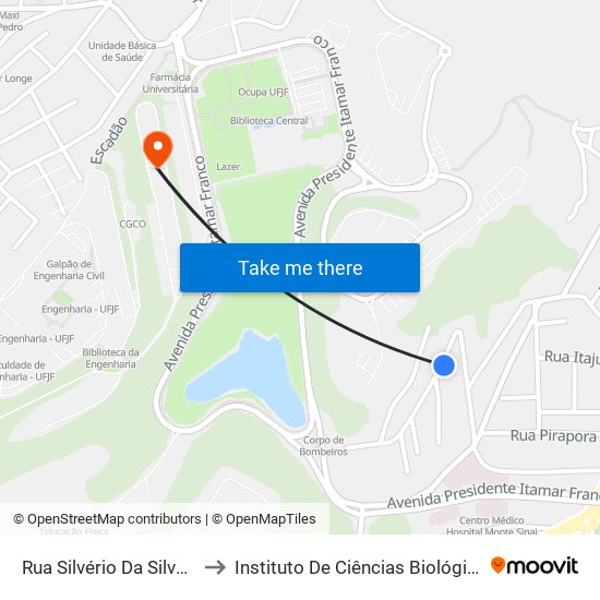 Rua Silvério Da Silveira, 31 to Instituto De Ciências Biológicas - Icb map