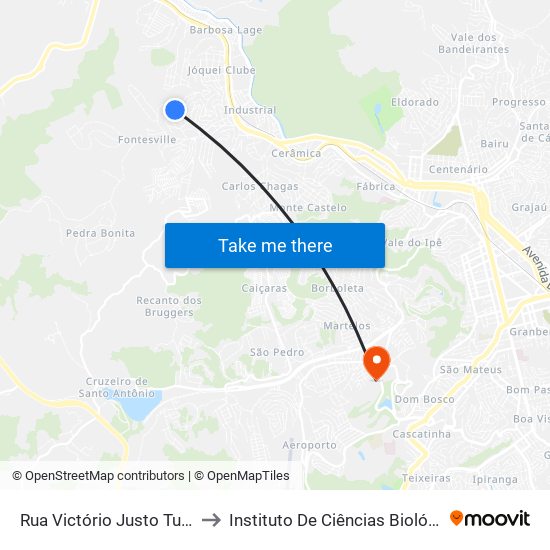 Rua Victório Justo Turola, 265 to Instituto De Ciências Biológicas - Icb map