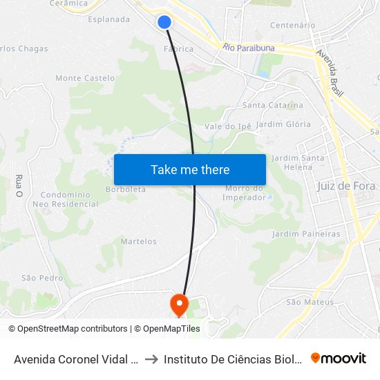 Avenida Coronel Vidal / Cisdeste to Instituto De Ciências Biológicas - Icb map