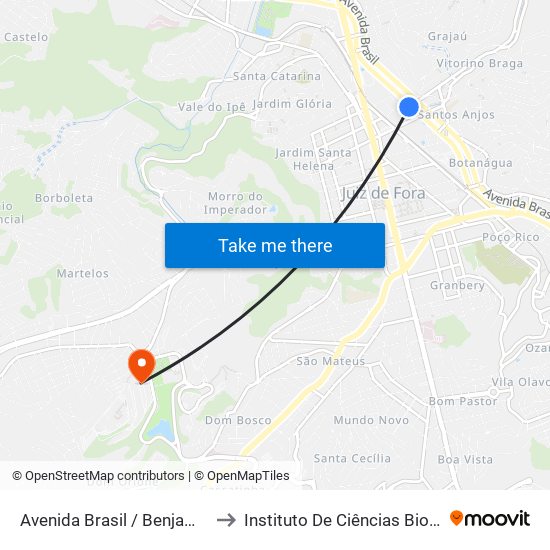 Avenida Brasil / Benjamin Constant to Instituto De Ciências Biológicas - Icb map