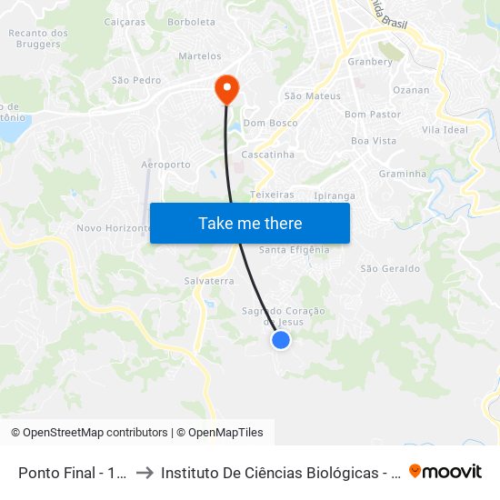 Ponto Final - 137 to Instituto De Ciências Biológicas - Icb map