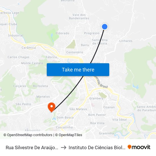 Rua Silvestre De Araújo Porto, 179 to Instituto De Ciências Biológicas - Icb map
