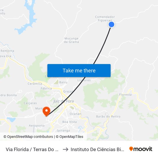 Via Florida / Terras Do Comendador to Instituto De Ciências Biológicas - Icb map
