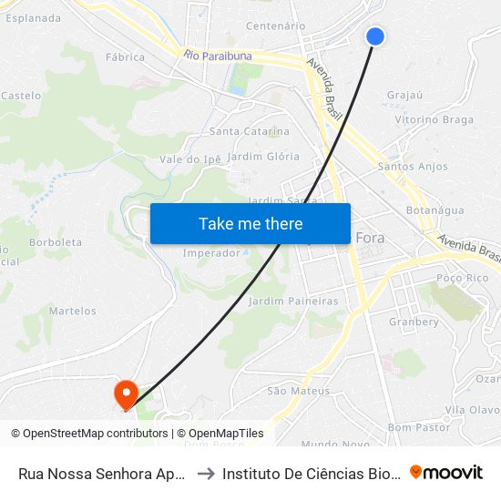 Rua Nossa Senhora Aparecida, 815 to Instituto De Ciências Biológicas - Icb map