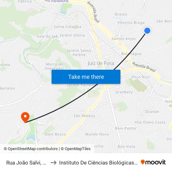 Rua João Salvi, 370 to Instituto De Ciências Biológicas - Icb map