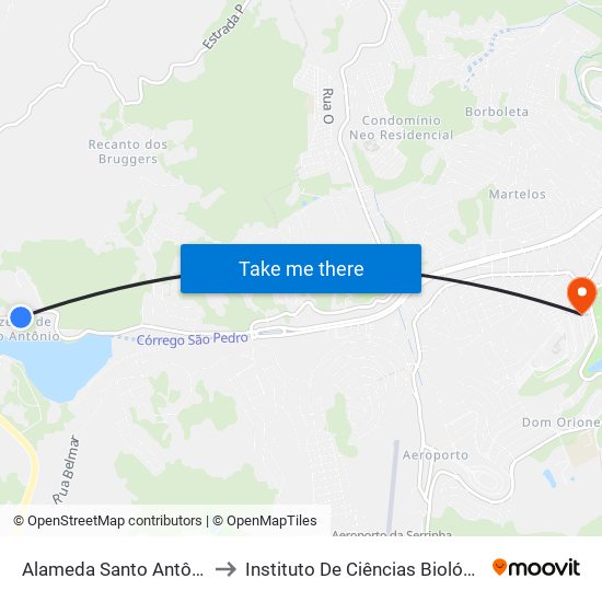 Alameda Santo Antônio, 445 to Instituto De Ciências Biológicas - Icb map