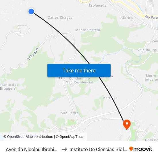 Avenida Nicolau Ibrahim Arbex, 50 to Instituto De Ciências Biológicas - Icb map