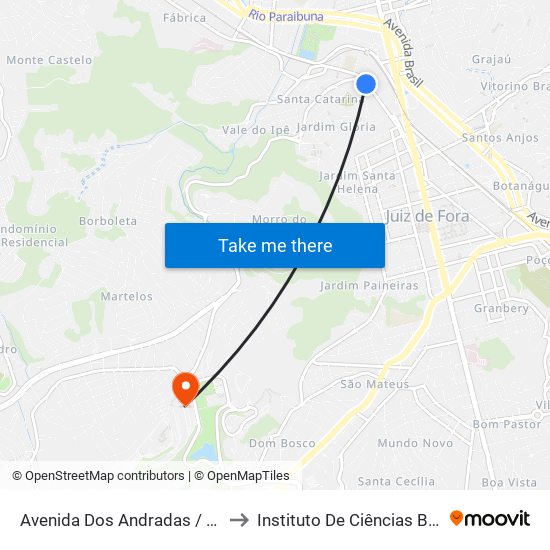 Avenida Dos Andradas / Igreja Da Glória to Instituto De Ciências Biológicas - Icb map