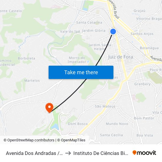 Avenida Dos Andradas / Hemominas to Instituto De Ciências Biológicas - Icb map