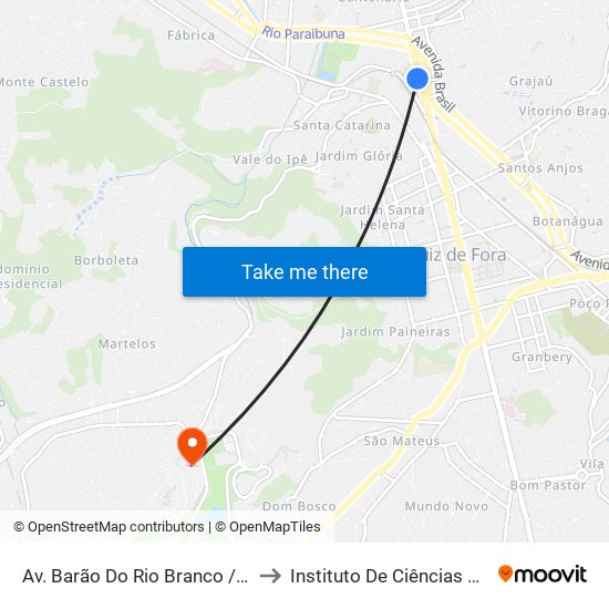 Av. Barão Do Rio Branco / Antonio Lagrota to Instituto De Ciências Biológicas - Icb map