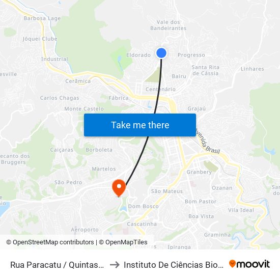 Rua Paracatu / Quintas Da Avenida to Instituto De Ciências Biológicas - Icb map