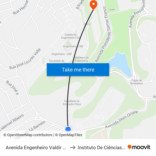 Avenida Engenheiro Valdir Pedro Monachesi, 28 to Instituto De Ciências Biológicas - Icb map