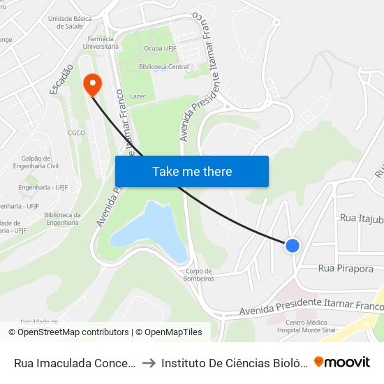 Rua Imaculada Conceição, 120 to Instituto De Ciências Biológicas - Icb map