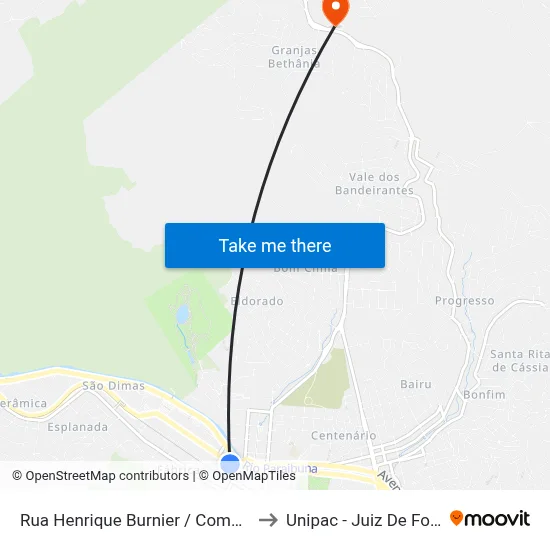 Rua Henrique Burnier / Cometa to Unipac - Juiz De Fora map