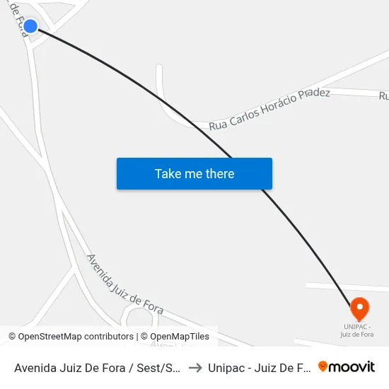 Avenida Juiz De Fora / Sest/Senat to Unipac - Juiz De Fora map
