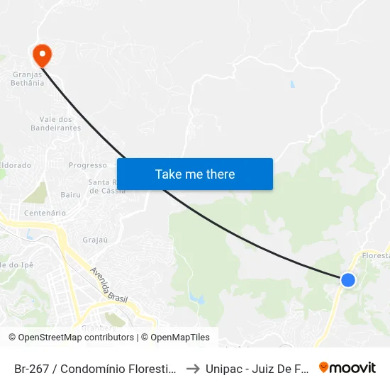 Br-267 / Condomínio Florestinha to Unipac - Juiz De Fora map