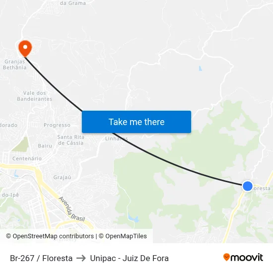 Br-267 / Floresta to Unipac - Juiz De Fora map