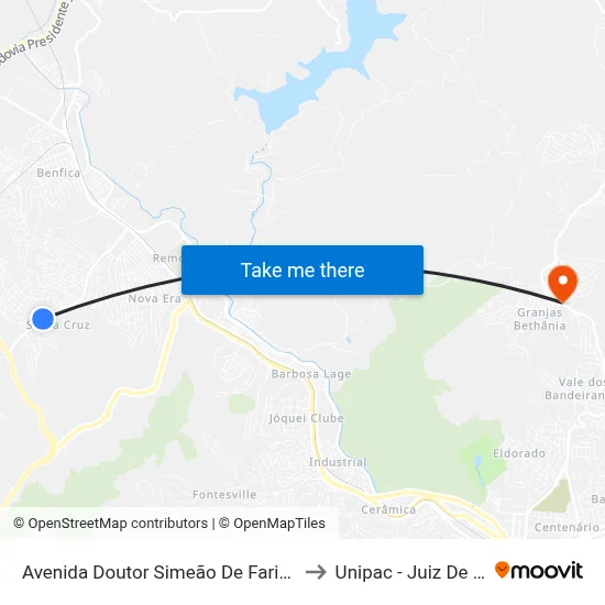 Avenida Doutor Simeão De Faria, 1999 to Unipac - Juiz De Fora map