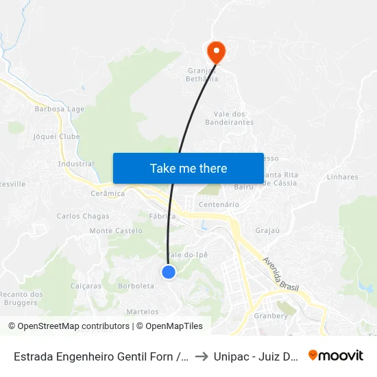 Estrada Engenheiro Gentil Forn / Privilege to Unipac - Juiz De Fora map