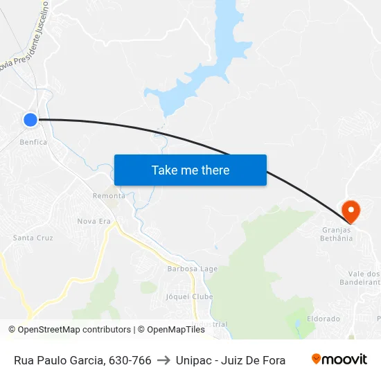 Rua Paulo Garcia, 630-766 to Unipac - Juiz De Fora map