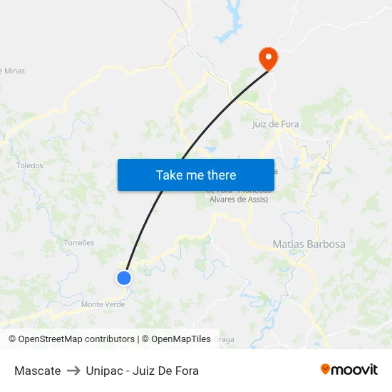 Mascate to Unipac - Juiz De Fora map