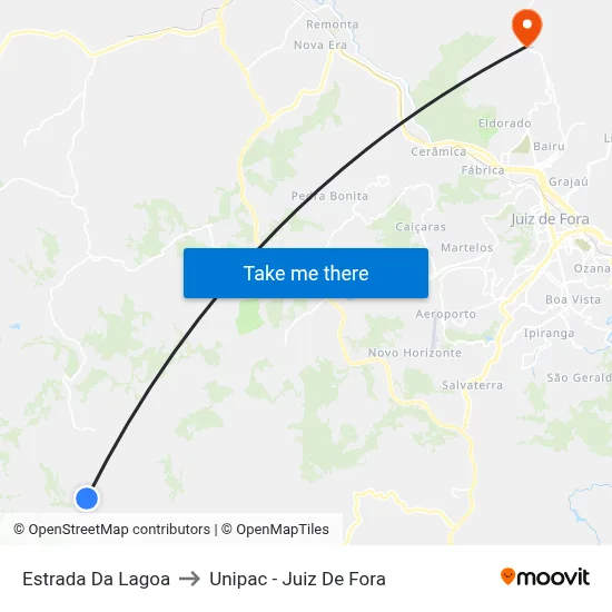 Estrada Da Lagoa to Unipac - Juiz De Fora map