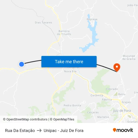 Rua Da Estação to Unipac - Juiz De Fora map