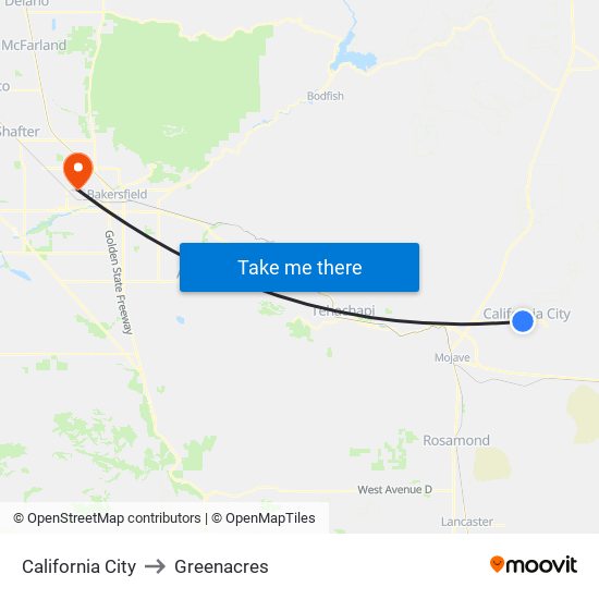 California City to Greenacres map