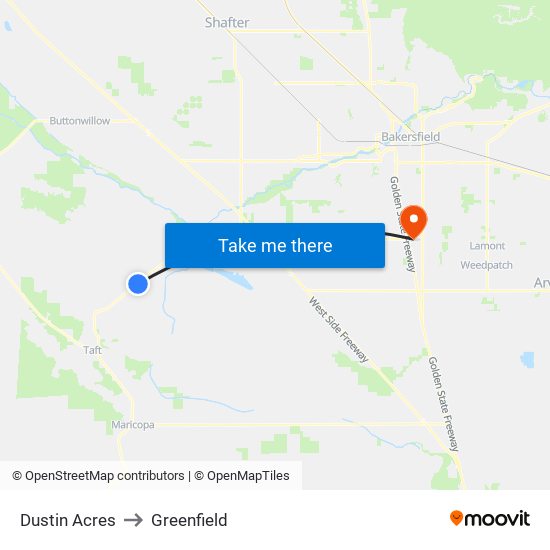 Dustin Acres to Greenfield map