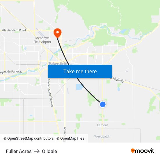 Fuller Acres to Oildale map