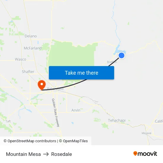 Mountain Mesa to Rosedale map