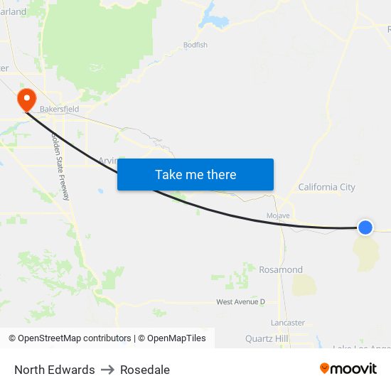 North Edwards to Rosedale map