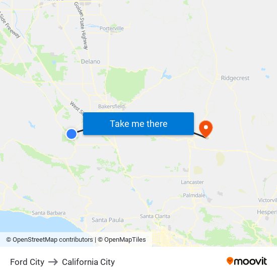 Ford City to California City map