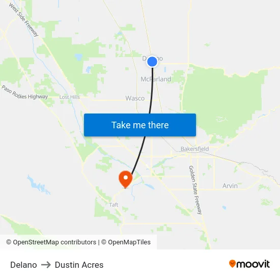 Delano to Dustin Acres map